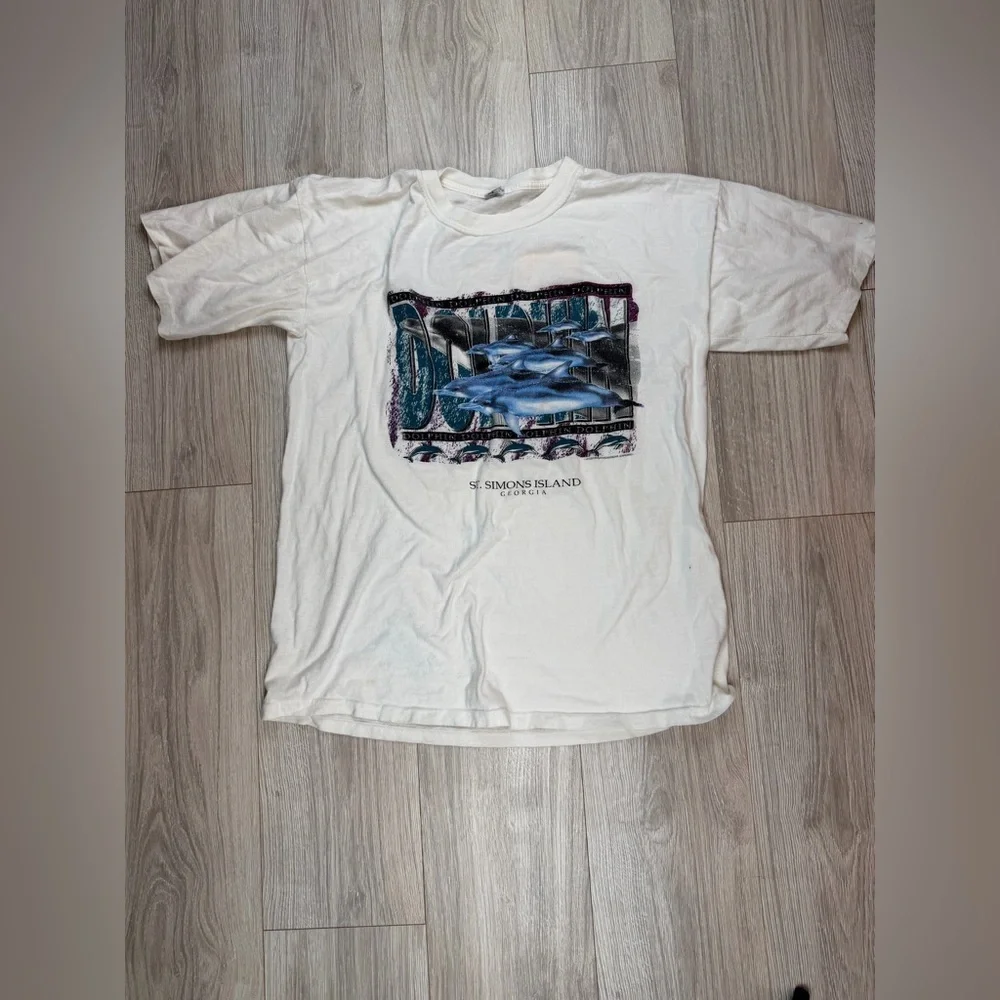 Vintage World Ts Dolphin St Simons‎ Island Santa Rosa Beach T-Shirt White XL